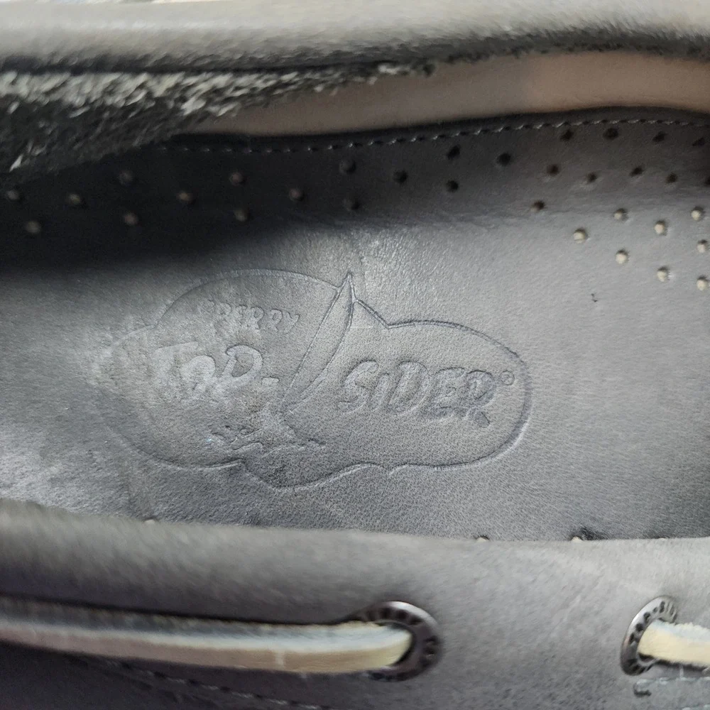 Sperry Top Sider 8.5 M Men Gray Leather Authentic Original Boat Shoes Classic